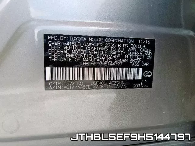JTHBL5EF9H5144797 фото 2