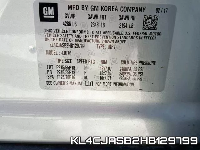 KL4CJASB2HB129799 фото 2