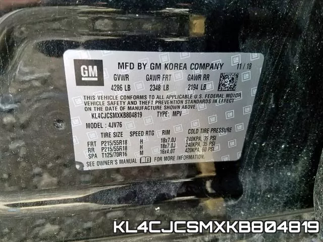 KL4CJCSMXKB804819 фото 2