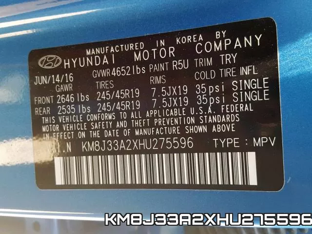 KM8J33A2XHU275596 фото 2