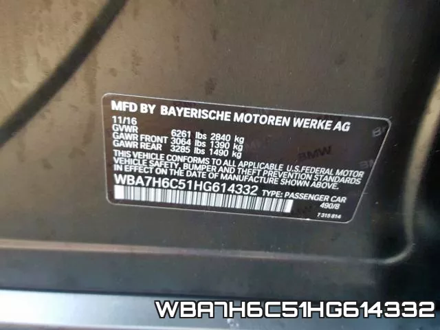 WBA7H6C51HG614332 фото 2