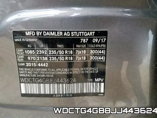 WDCTG4GB8JJ443624 фото 2