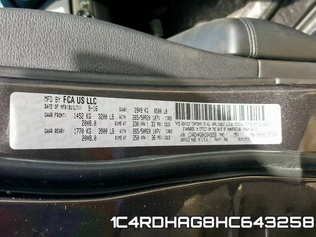 1C4RDHAG8HC643258 фото 2