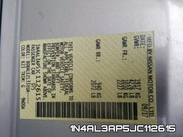 1N4AL3AP5JC112615 фото 2