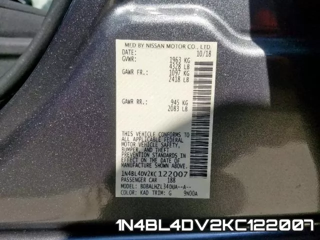 1N4BL4DV2KC122007 фото 2