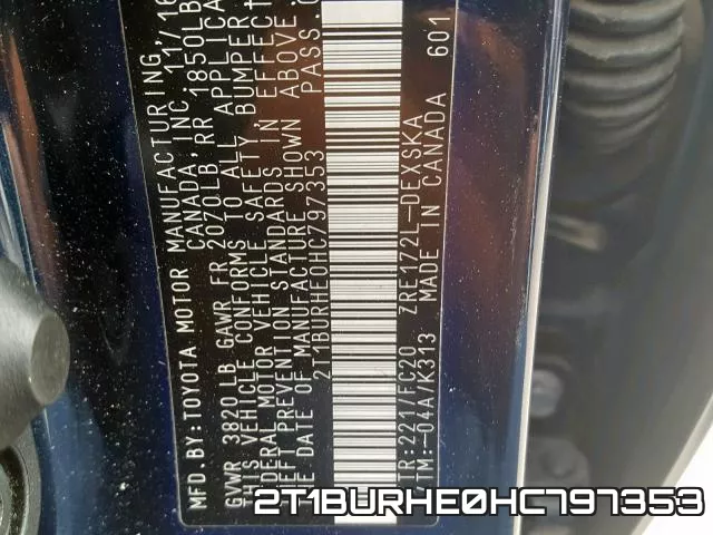 2T1BURHE0HC797353 фото 2