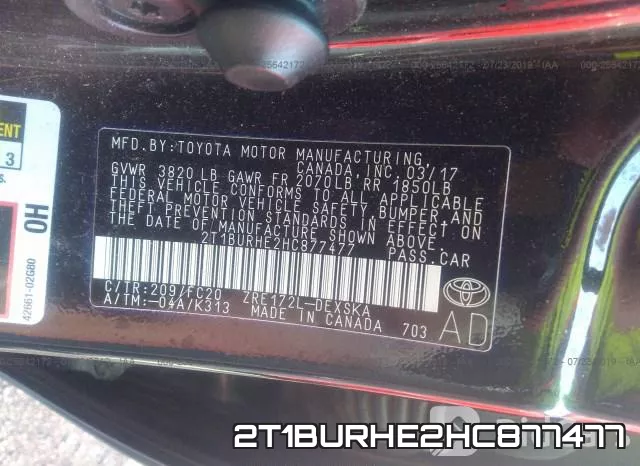 2T1BURHE2HC877477 фото 10