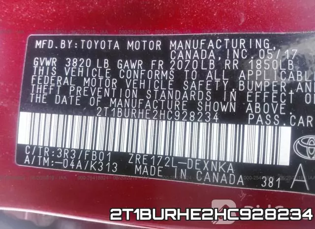 2T1BURHE2HC928234 фото 10