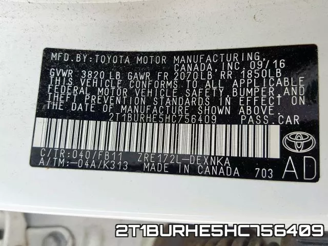 2T1BURHE5HC756409 фото 2
