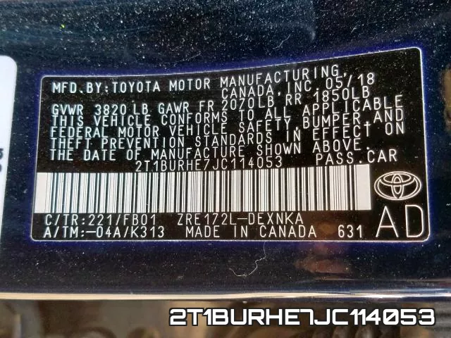 2T1BURHE7JC114053 фото 2