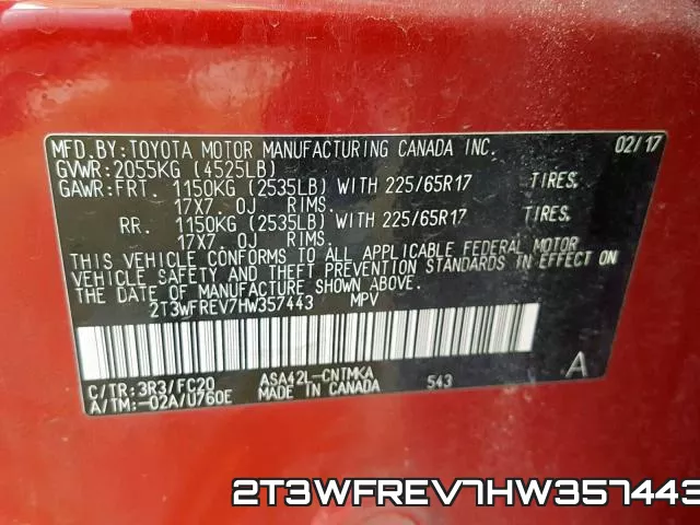 2T3WFREV7HW357443 фото 2