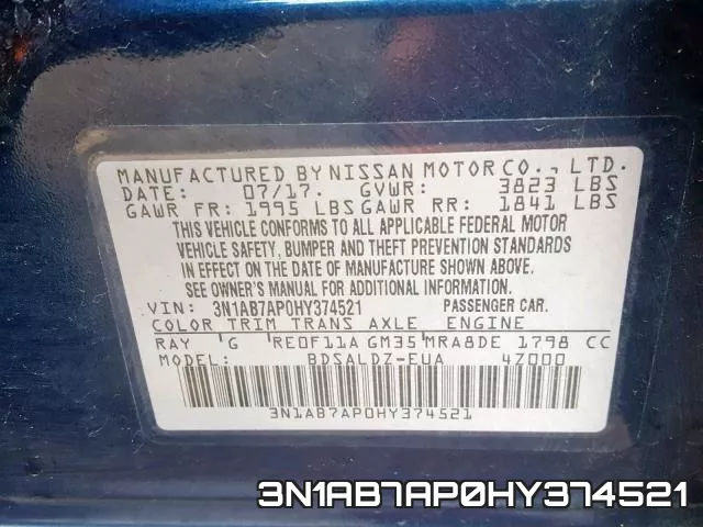 3N1AB7AP0HY374521 фото 2