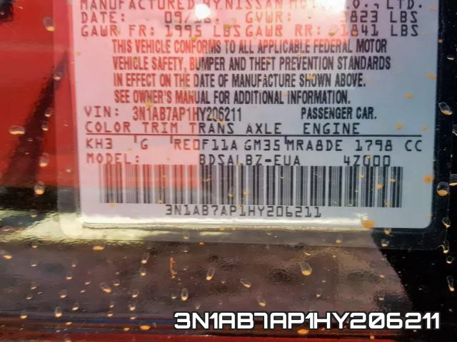 3N1AB7AP1HY206211 фото 2