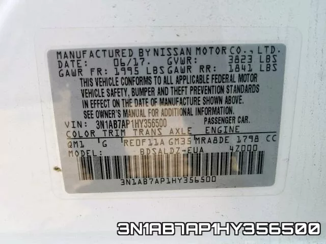 3N1AB7AP1HY356500 фото 2