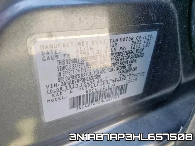 3N1AB7AP3HL657508 фото 2