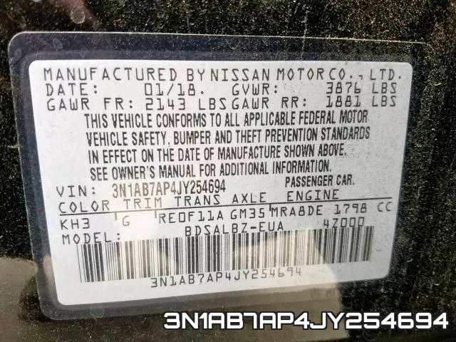 3N1AB7AP4JY254694 фото 2