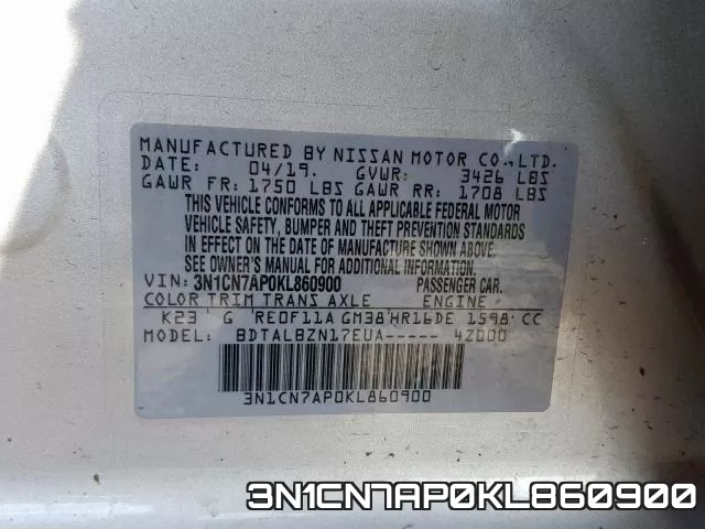3N1CN7AP0KL860900 фото 2