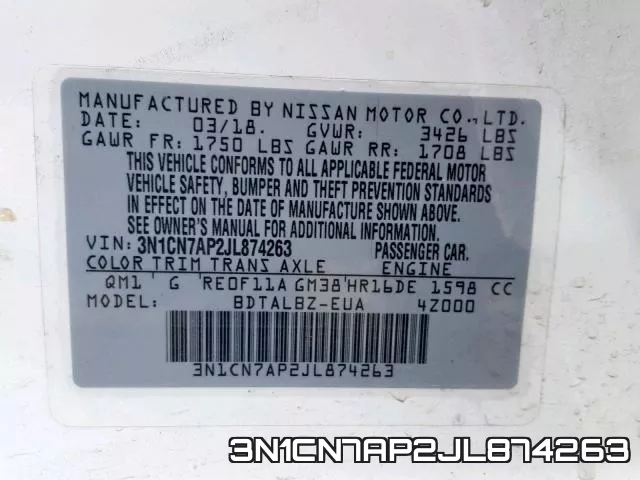 3N1CN7AP2JL874263 фото 2