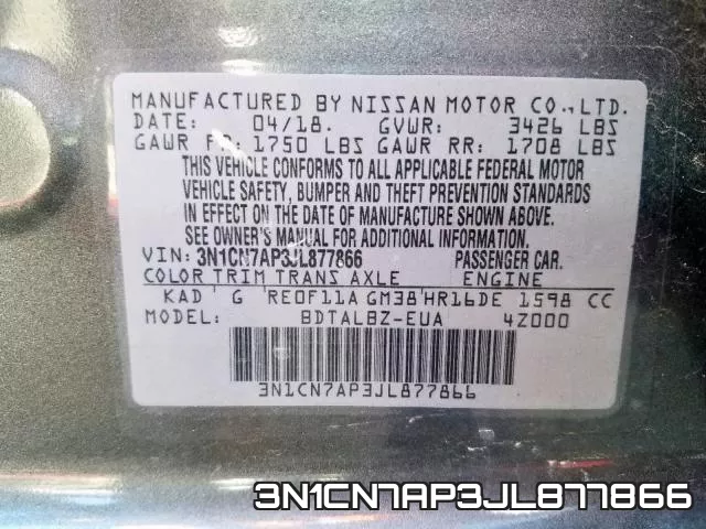 3N1CN7AP3JL877866 фото 2