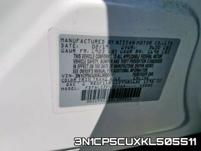 3N1CP5CUXKL505511 фото 2