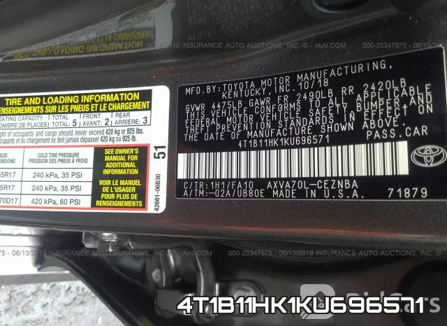 4T1B11HK1KU696571 фото 10
