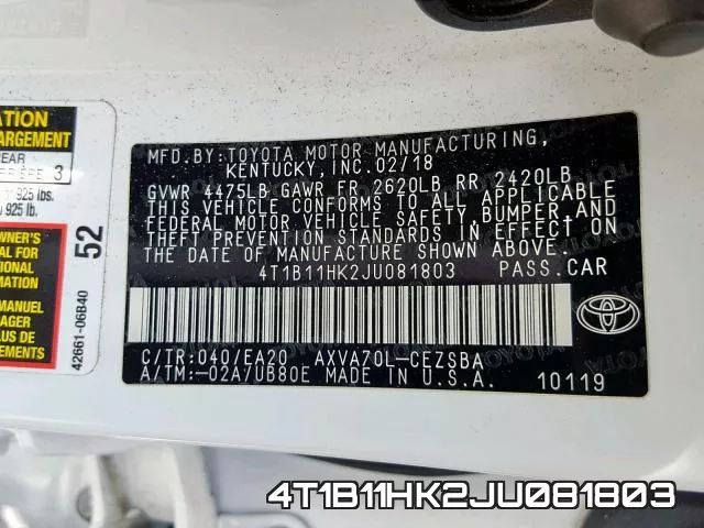 4T1B11HK2JU081803 фото 2
