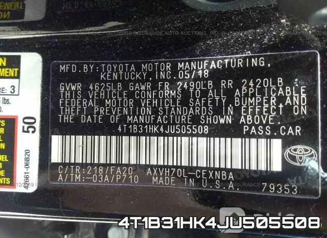 4T1B31HK4JU505508 фото 10