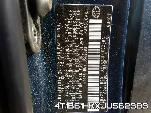 4T1B61HKXJU562383 фото 2