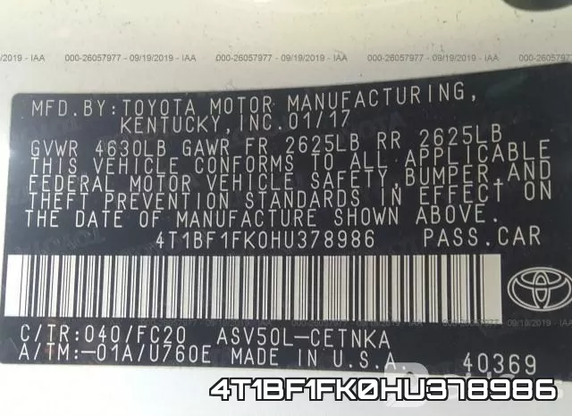 4T1BF1FK0HU378986 фото 10