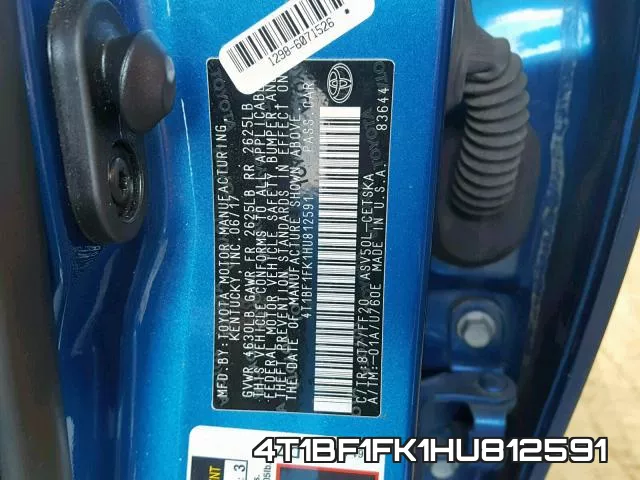 4T1BF1FK1HU812591 фото 2