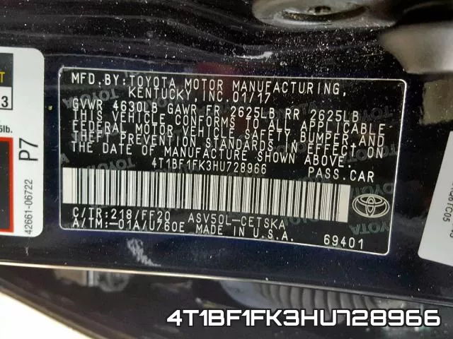 4T1BF1FK3HU728966 фото 2