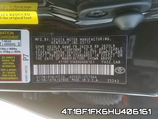 4T1BF1FK6HU406161 фото 2