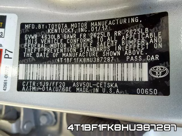4T1BF1FK8HU387287 фото 2