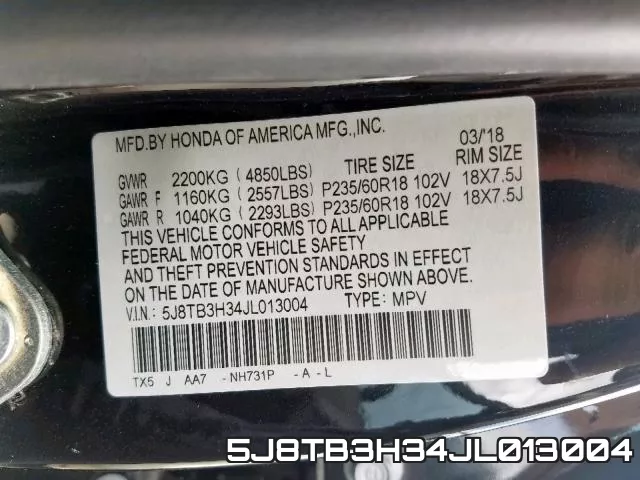 5J8TB3H34JL013004 фото 2