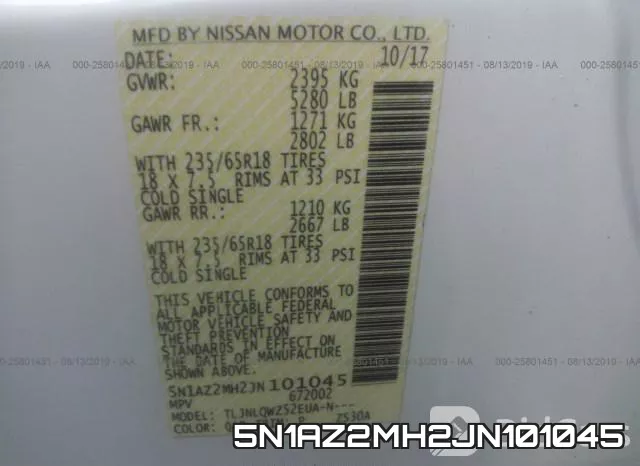 5N1AZ2MH2JN101045 фото 10