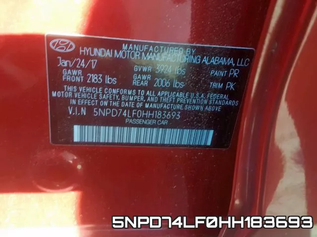 5NPD74LF0HH183693 фото 2