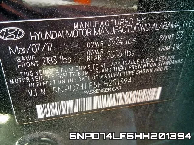 5NPD74LF5HH201394 фото 2