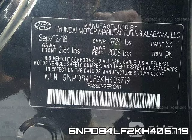 5NPD84LF2KH405719 фото 10