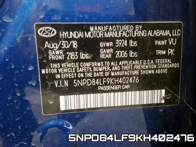 5NPD84LF9KH402476 фото 2