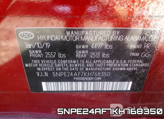 5NPE24AF7KH768350 фото 10