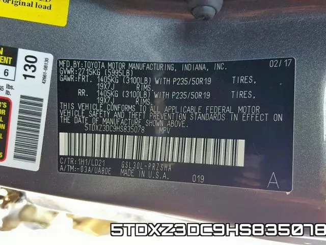 5TDXZ3DC9HS835078 фото 2