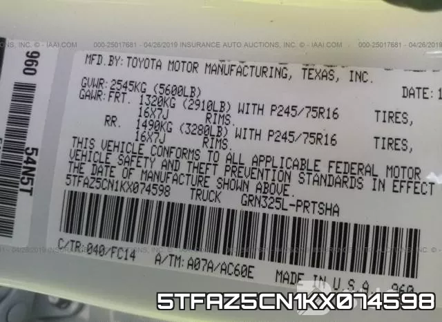 5TFAZ5CN1KX074598 фото 10