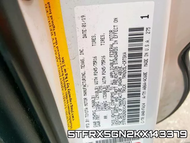 5TFRX5GN2KX143379 фото 2