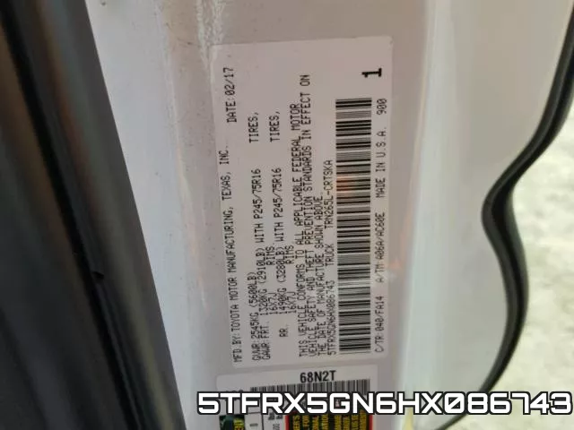 5TFRX5GN6HX086743 фото 2