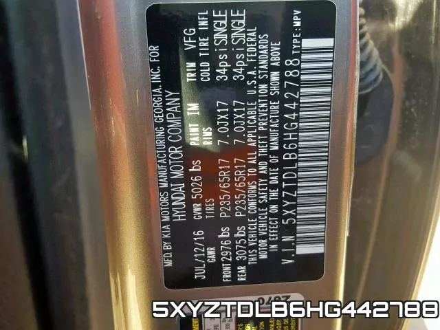 5XYZTDLB6HG442788 фото 2