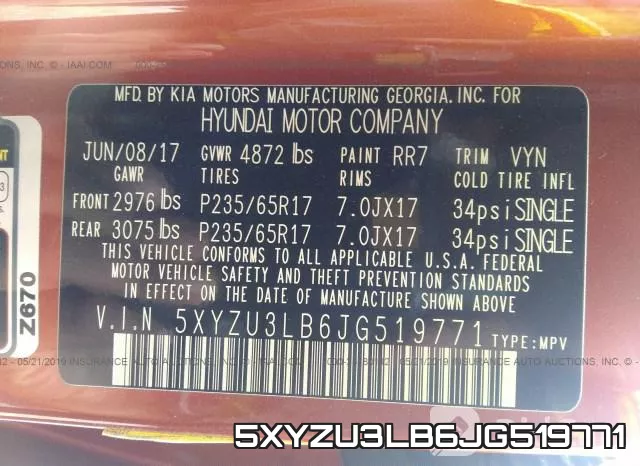 5XYZU3LB6JG519771 фото 10