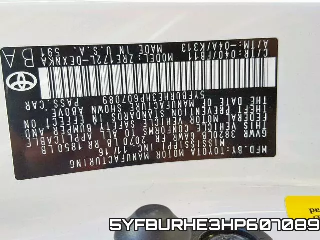 5YFBURHE3HP607089 фото 2