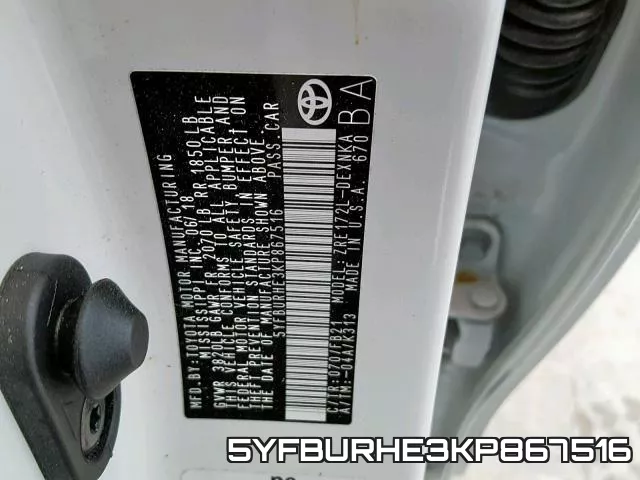5YFBURHE3KP867516 фото 2