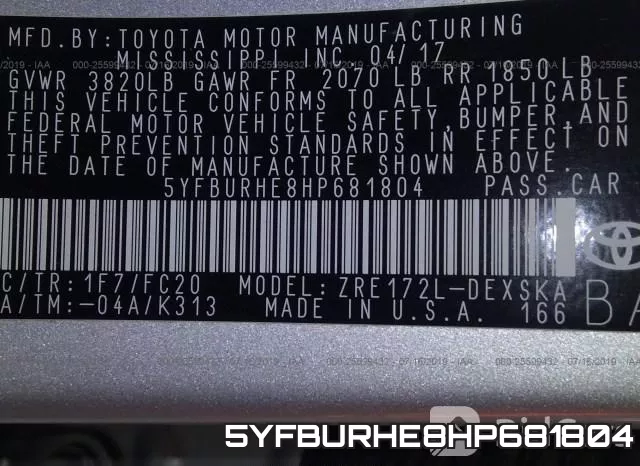 5YFBURHE8HP681804 фото 9