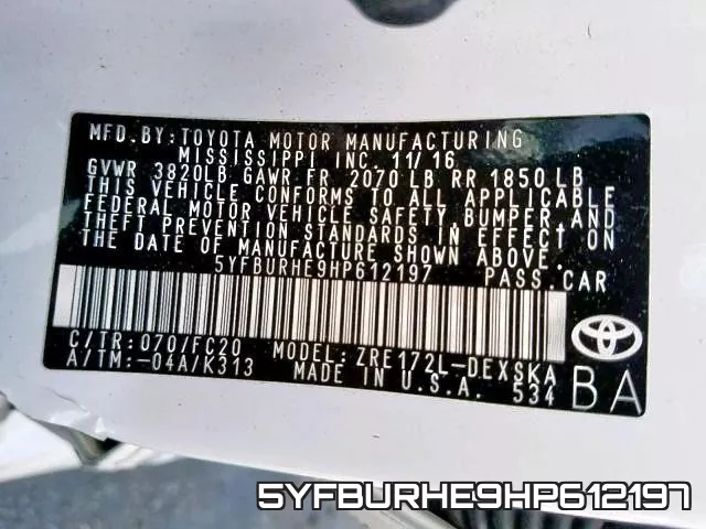 5YFBURHE9HP612197 фото 2